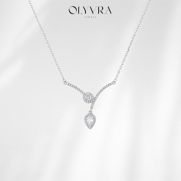 Micro Inlaid Zircon Water Drop V-shaped Necklace Niche High Sense