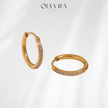 Women's Fashion Titanium Steel Rounded Edge Zircon Earrings