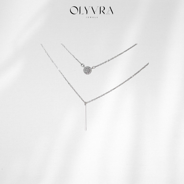 Stella Dual Chain Zircon Pendant Necklace