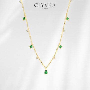 Generous water drop emerald zircon necklace