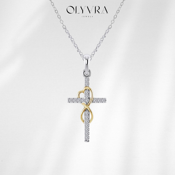 Alloy Pendant With Diamond And Eight-character Cross Necklace