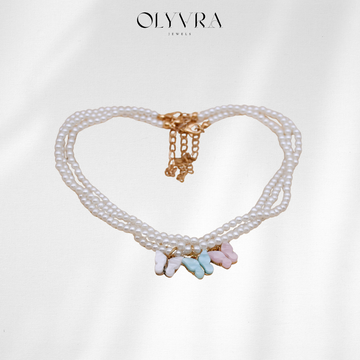 Elegant White Pearl Choker Necklace Small Round Pearl Wedding Butterfly Necklace For Women Charm Fashion Jewelry