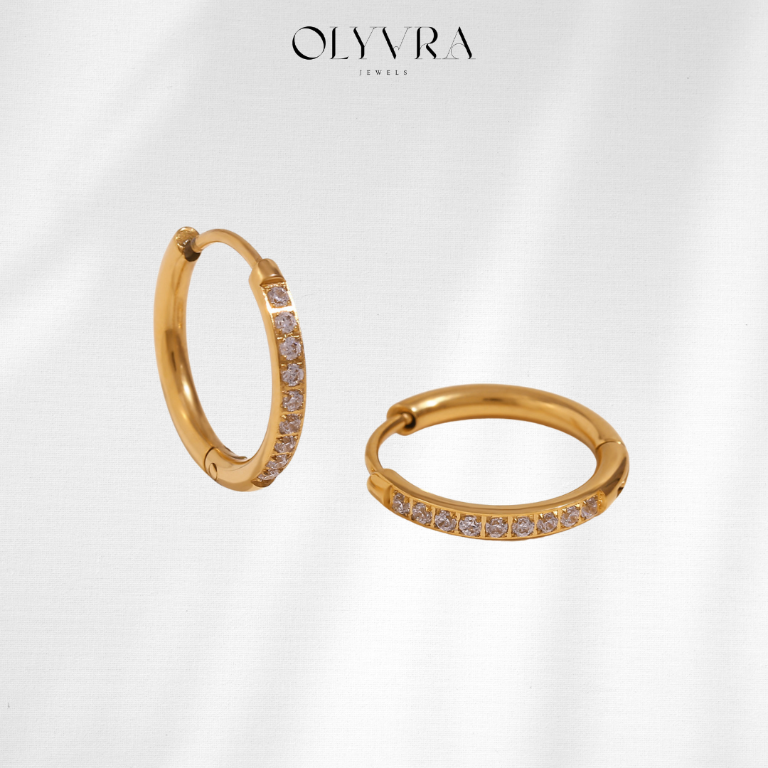 Women's Fashion Titanium Steel Rounded Edge Zircon Earrings