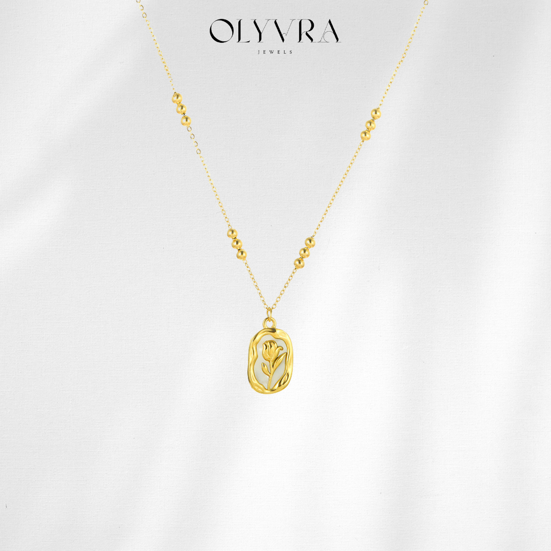 Simple Rose White Shell Pendant Necklace For Women
