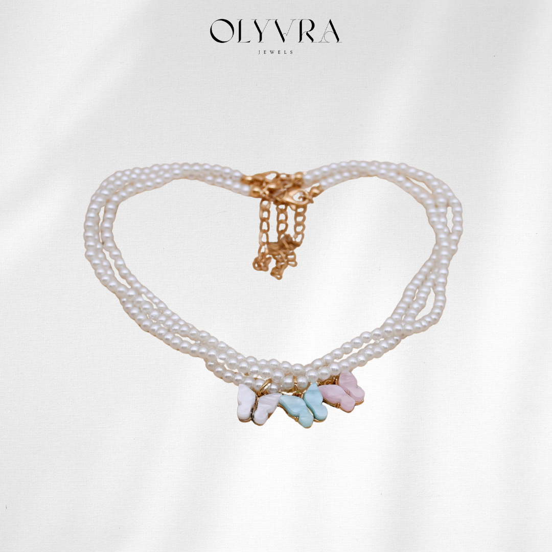 Elegant White Pearl Choker Necklace Small Round Pearl Wedding Butterfly Necklace For Women Charm Fashion Jewelry